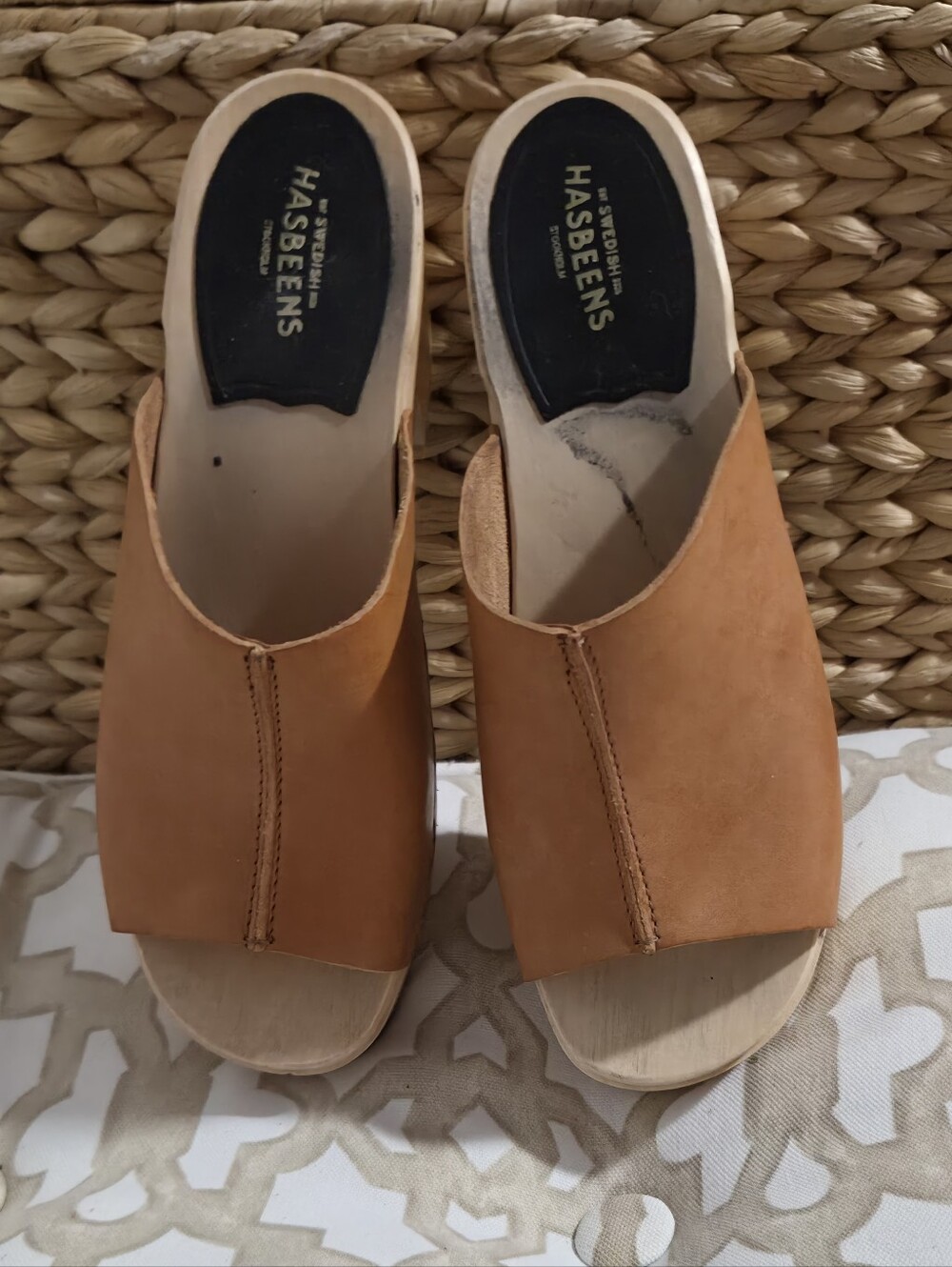 Hasbeens EUR 38 Brown Leather Swedish Clogs US 7.5/8